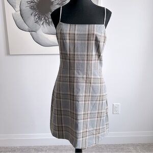 Aritzia Gray Plaid Mini Dress